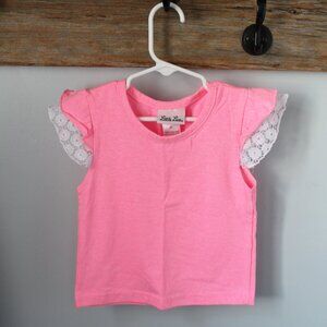 Little Lass Size 4T Pink Shirt Lace Detail